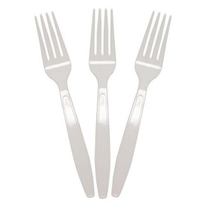 GARFO PLÁSTICO DESCARTÁVEIS BRANCO REFEIÇÃO COM 50 MEXA BEM