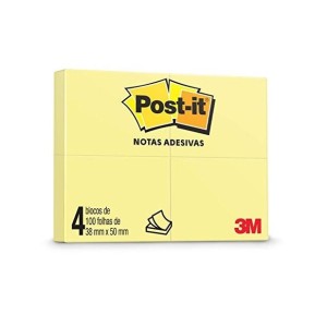POST-IT AMARELO 38x50MM 4 BLOCOS C/100FLS 3M