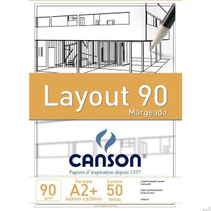 BLOCO LAYOUT MARGEADO A2+ 90G/M² COM 50 FOLHAS CANSON