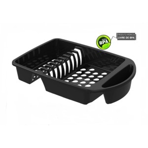 ESCORREDOR DE LOUÇA PLÁSTICO PRETO REF.0618 UNINJET