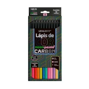 LÁPIS 12 CORES CARBON NEON+PASTEL LEO&LEO