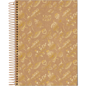 CADERNETA 1/8 80FLS CAPA DURA ESPIRAL KRAFT GOLD JANDAIA