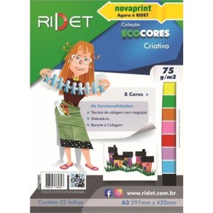 BLOCO ECOCORES A3 75G 32FLS 8 CORES NOVAPRINT RIDET