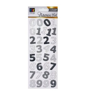 ADESIVO FOIL NÚMEROS PRATEADO REF.19932 TOKE E CRIE