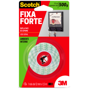 FITA DUPLA FACE ESPUMA 12MM x 1,5M 3M SCOTCH